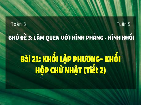 Bài giảng Toán 3 (Kết nối tri thức) - Bài 21: Khối lập phương, khối hộp chữ nhật (Tiết 2) - Năm học 2022-2023 - Nguyễn Thị Trinh