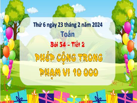 Bài giảng Toán 3 (Kết nối tri thức) - Bài 54: Phép cộng trong phạm vi 10 000 (Tiết 2) - Năm học 2023-2024 - Bạch Thị Hải Yến