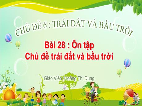 Bài giảng Tự nhiên và xã hội 3 (Kết nối tri thức) - Chủ đề 6 - Bài 28: Ôn tập chủ đề Trái đất và bầu trời - Năm học 2023-2024 - Hoàng Thị Dung