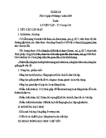 Giáo án Tiếng Việt + Toán 3 (Kết nối tri thức) - Tuần 18 (Thứ 5+6) - Năm học 2023-2024 - Trần Thị Hương